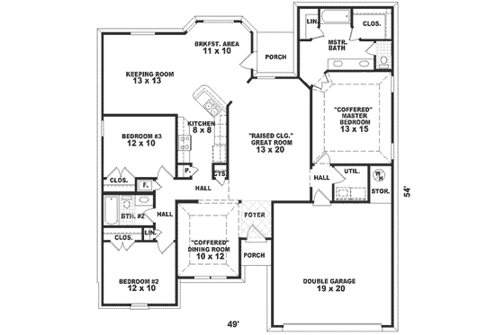 Floor Plan - Main Floor for Traditional House Plan #81-279 - 3 bed, 2 bath