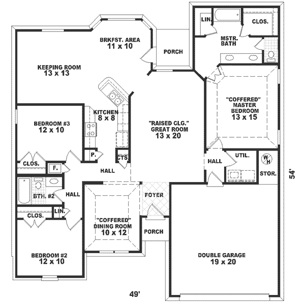 Floor Plan - Main Floor for Traditional House Plan #81-279 - 3 bed, 2 bath