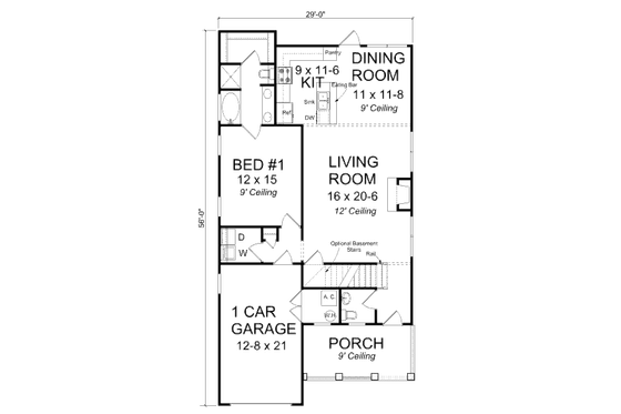Floor Plan - Main Floor 1 for Craftsman House Plan #513-12 - 3 bed, 2.5 bath