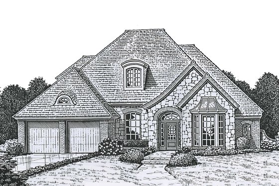 Exterior - Front Elevation for European House Plan #310-723 - 4 bed, 3.5 bath