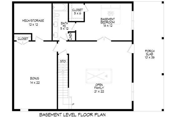 Floor Plan - Lower Floor for Country House Plan #932-983 - 3 bed, 2.5 bath