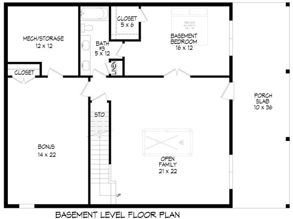 Country Floor Plan - Lower Floor Plan #932-983