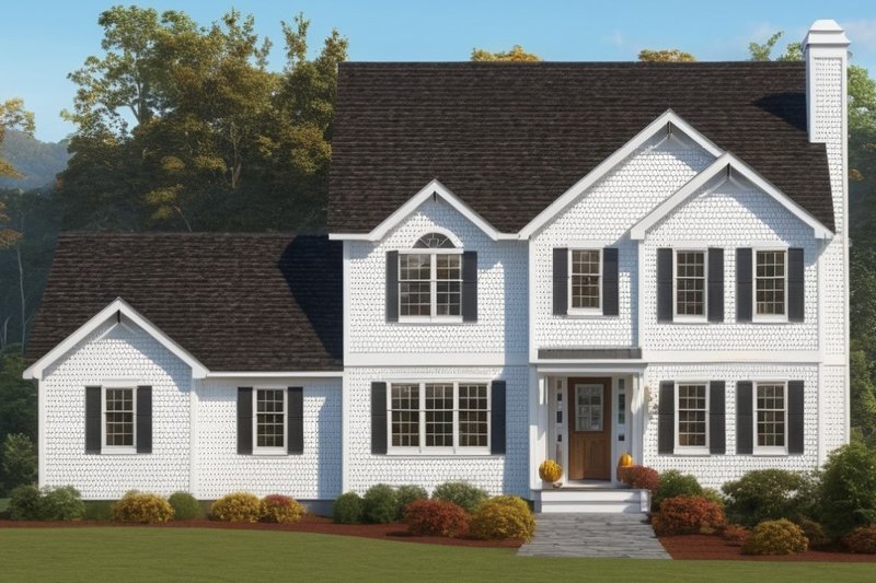 House Blueprint - Colonial Exterior - Front Elevation Plan #3-158