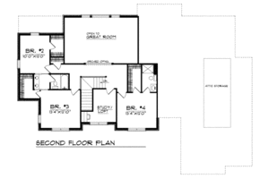 Floor Plan - Upper Floor for Traditional House Plan #70-516 - 4 bed, 3.5 bath