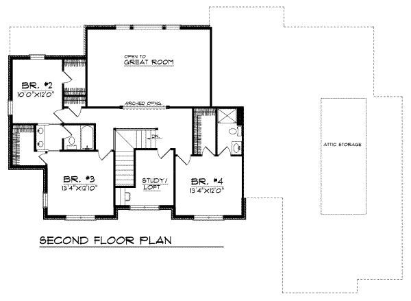 Dream House Plan - Traditional Floor Plan - Upper Floor Plan #70-516