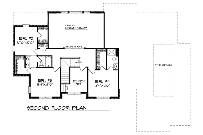 Home Plan - Floor Plan - Upper Floor for Traditional House Plan #70-516 - 4 bed, 3.5 bath