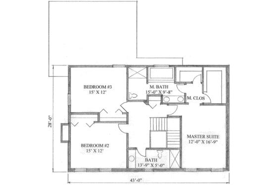 Floor Plan - Upper Floor for Colonial House Plan #136-106 - 3 bed, 2.5 bath