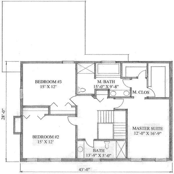 Colonial Floor Plan - Upper Floor Plan #136-106