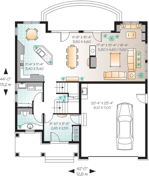 Home Plan - Main Floor Plan - 2600 square foot European home