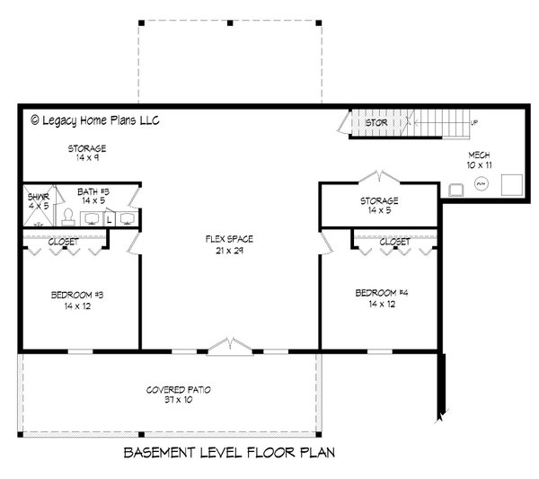 House Blueprint - Southern Floor Plan - Lower Floor Plan #932-852