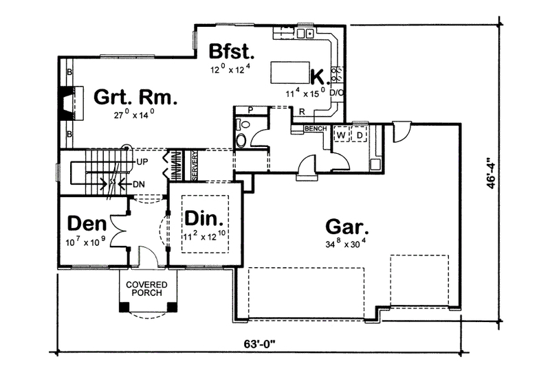 House Blueprint - Floor Plan - Main Floor for Traditional House Plan #455-175 - 4 bed, 3.5 bath