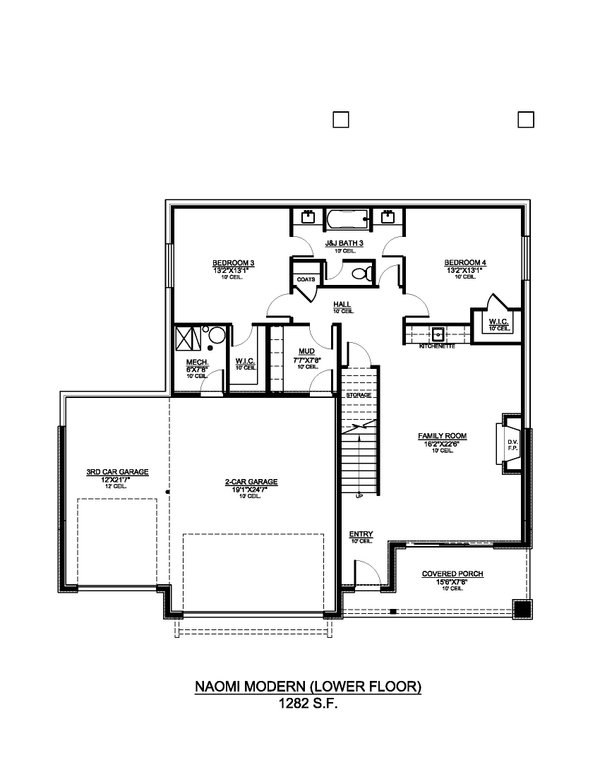 Home Plan - Floor Plan - Lower Floor for Modern House Plan #1073-55 - 4 bed, 3.5 bath
