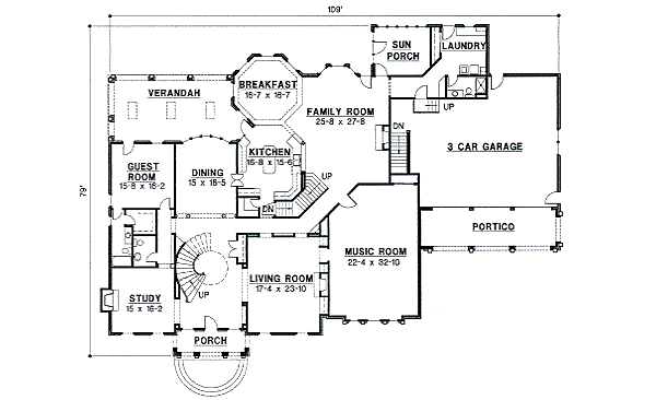 Southern Floor Plan - Main Floor Plan #67-126