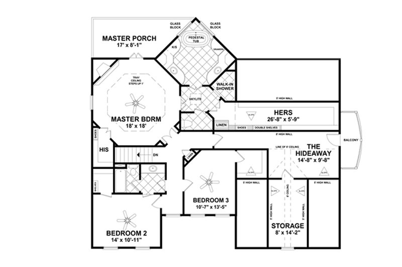 Architectural House Design - Floor Plan - Upper Floor for Craftsman House Plan #56-707 - 4 bed, 3 bath