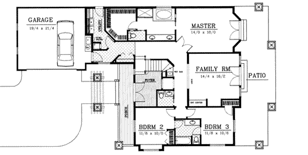Craftsman Floor Plan - Main Floor Plan #100-204