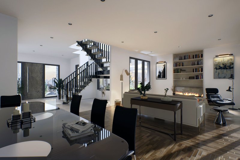 Dream House Plan - Interior - Entry for Modern House Plan #1101-12 - 3 bed, 3.5 bath