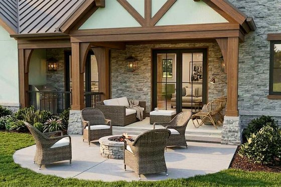 Exterior - Rear Elevation for Farmhouse House Plan #928-355 - 4 bed, 3 bath