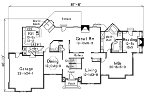 Floor Plan - Main Floor for European House Plan #57-110 - 4 bed, 3.5 bath