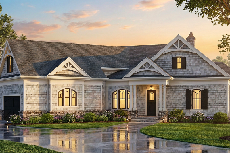 Architectural House Design - Exterior - Front Elevation 2 for Craftsman House Plan #119-482 - 3 bed, 2.5 bath
