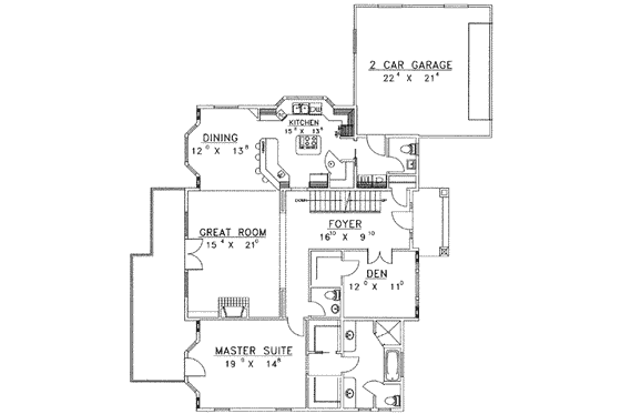 Floor Plan - Main Floor for Traditional House Plan #117-461 - 3 bed, 3.5 bath