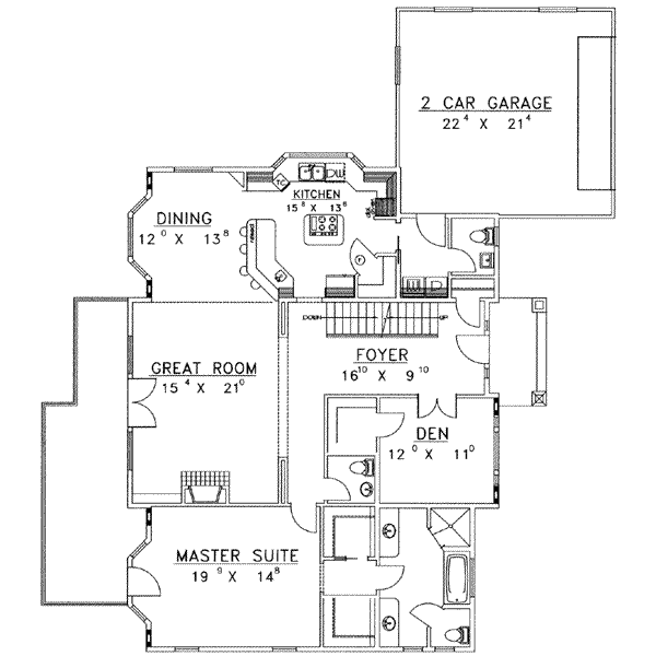 House Plan Design - Traditional Floor Plan - Main Floor Plan #117-461