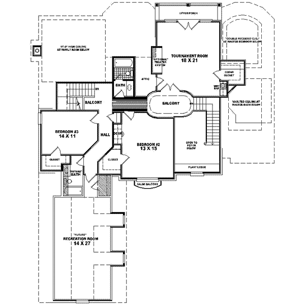 Traditional Floor Plan - Upper Floor Plan #81-590