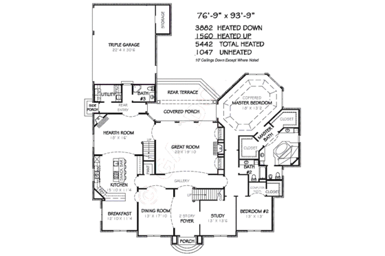 Floor Plan - Main Floor for Traditional House Plan #424-221 - 4 bed, 5 bath