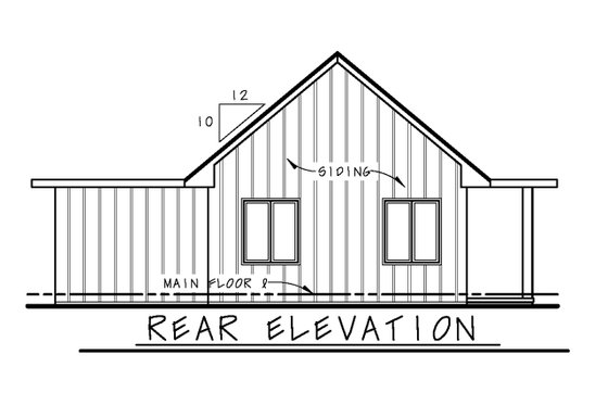 Exterior - Rear Elevation for Contemporary House Plan #20-2511 - 2 bed, 1 bath