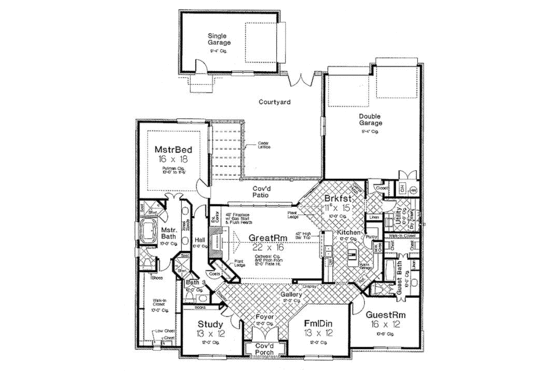 Floor Plan - Main Floor for European House Plan #310-266 - 2 bed, 3 bath