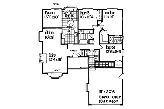 Floor Plan - Main Floor for Traditional House Plan #47-251 - 3 bed, 2 bath