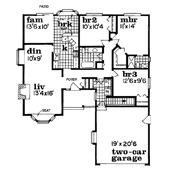 Floor Plan - Main Floor for Traditional House Plan #47-251 - 3 bed, 2 bath