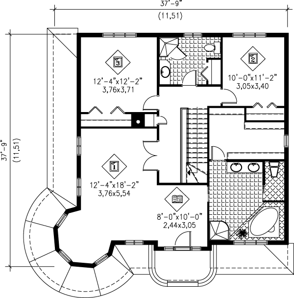 Victorian Floor Plan - Upper Floor Plan #25-282