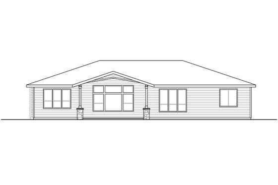 Exterior - Rear Elevation for Ranch House Plan #124-1146 - 3 bed, 2.5 bath
