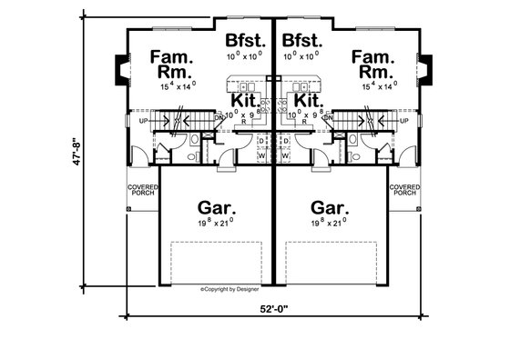 Floor Plan - Main Floor for Modern House Plan #20-2542 - 3 bed, 2.5 bath