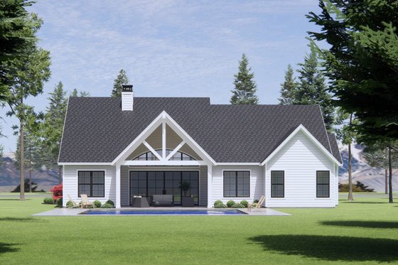 Exterior - Rear Elevation for Farmhouse House Plan #1096-77 - 3 bed, 2 bath