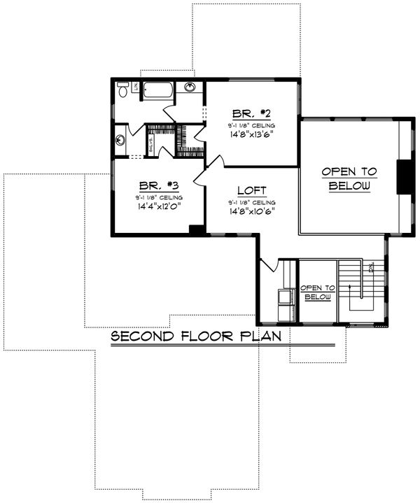 Contemporary Floor Plan - Upper Floor Plan #70-1496