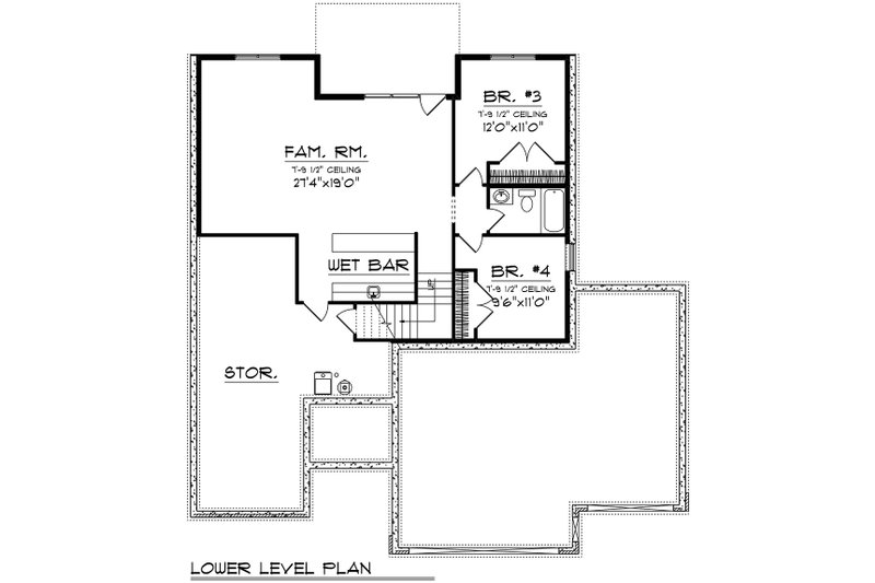 Architectural House Design - Floor Plan - Lower Floor for Modern House Plan #70-1538 - 4 bed, 3 bath