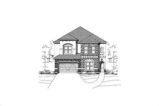 Exterior - Front Elevation for European House Plan #411-400 - 3 bed, 4.5 bath