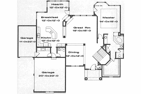 Floor Plan - Main Floor for Traditional House Plan #6-165 - 3 bed, 2.5 bath