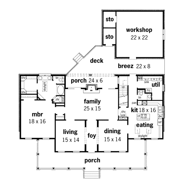 Home Plan - Southern Floor Plan - Main Floor Plan #45-164