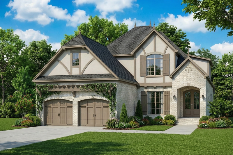 House Blueprint - Exterior - Front Elevation 2 for Tudor House Plan #17-2494 - 4 bed, 3 bath