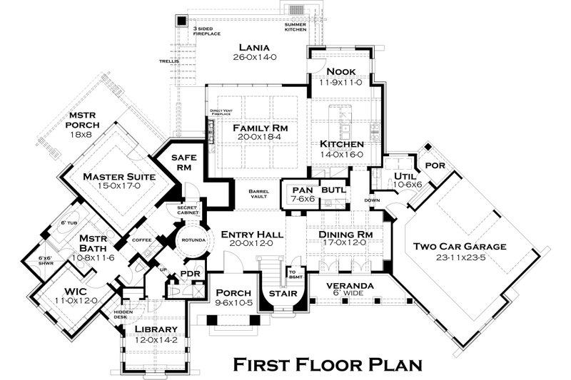 House Plan Design - Floor Plan - Main Floor for European House Plan #120-182 - 3 bed, 4 bath