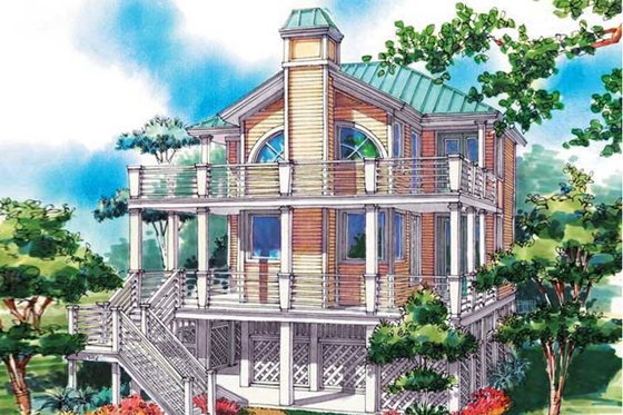 Exterior - Rear Elevation for Country House Plan #930-69 - 2 bed, 2.5 bath
