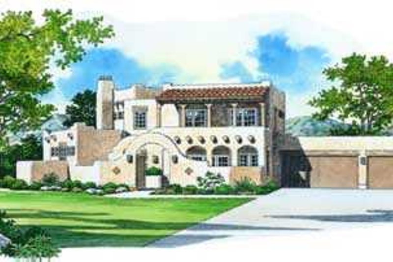 Architectural House Design - Adobe / Southwestern Exterior - Front Elevation Plan #72-158