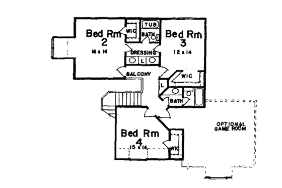 Floor Plan - Upper Floor for Traditional House Plan #52-132 - 4 bed, 3.5 bath