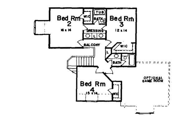Traditional Floor Plan - Upper Floor Plan #52-132