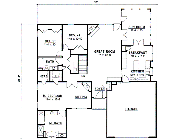 European Style House Plan - 3 Beds 2 Baths 2181 Sq/Ft Plan #67-281 ...