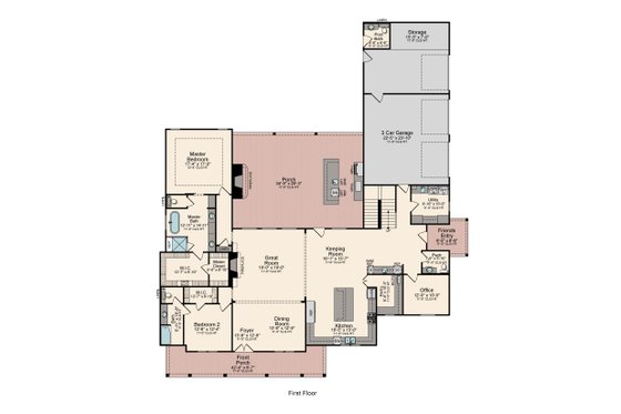 Floor Plan - Main Floor for Farmhouse House Plan #1081-27 - 5 bed, 5 bath