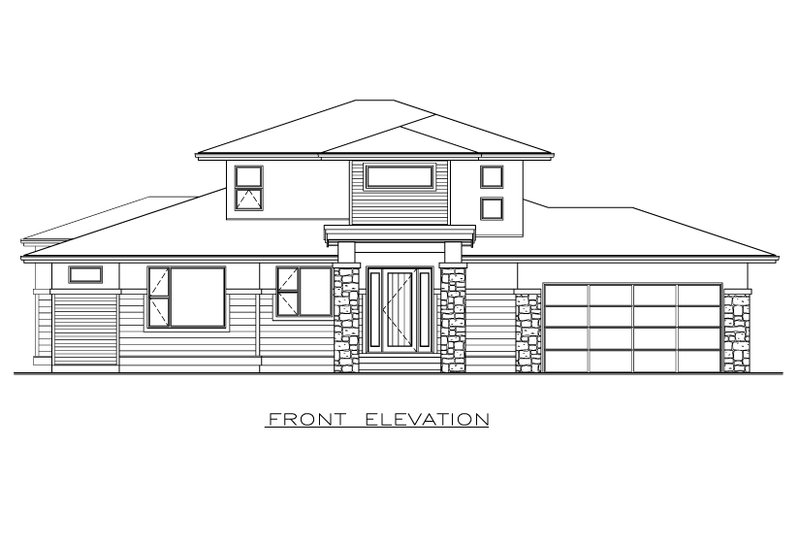 Dream House Plan - Exterior - Front Elevation 3 for Prairie House Plan #1100-90 - 3 bed, 2.5 bath