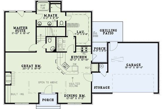 Floor Plan - Main Floor for Colonial House Plan #17-237 - 3 bed, 2.5 bath